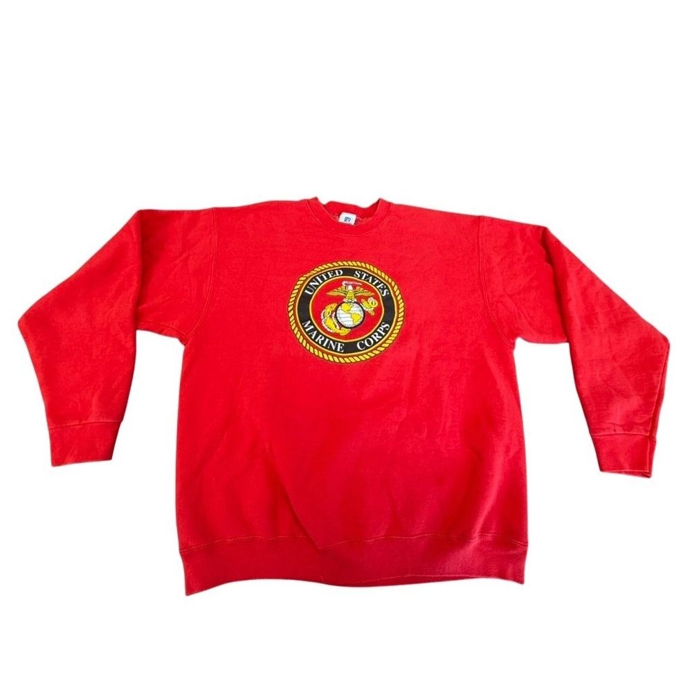 VTG! Superior USMC Marine Corps Red  Sweatshirt Mens Cotton USA FINAL‎ SALE !!